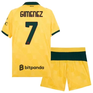 Otroški Nogometni Dresi komplet AC Milan Santiago Giménez #7 Tretji 2025-26 rumena