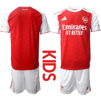 Otroški Nogometni Dresi kompleti Arsenal Domači 2025-26 rdeča bela
