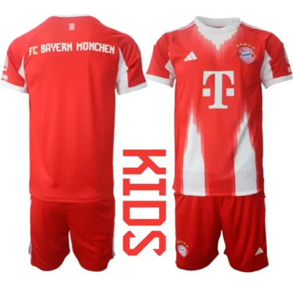 Otroški Nogometni dresi kompleti FC Bayern Munich Domači 2025-26 rdeča