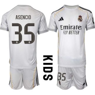 Otroški Nogometni dresi Kompleti Real Madrid Domači 2025-26 Raúl Asencio 35