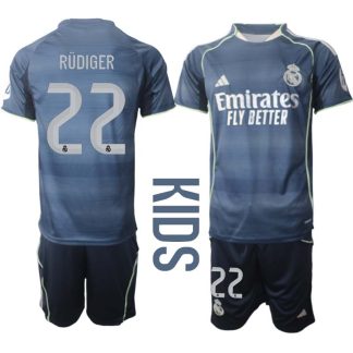 Otroški Nogometni dresi kompleti Real Madrid Gostujoči 2025-26 Antonio Rüdiger 22