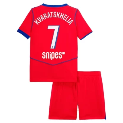 Otroški Nogometni dresi Paris Saint-Germain Kvaratskhelia 7 PSG Tretji 2025-26