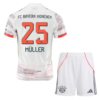Otroški Nogometni dresi Thomas Müller 25 FC Bayern Munich Gostujoči 2025-26