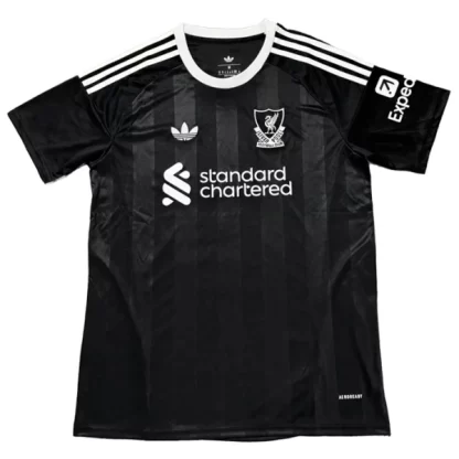 Poceni Moški Nogometni dresi Liverpool Vratar 2025-26 Črna Kratek Rokav