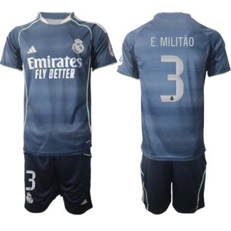 Poceni Nogometni dresi kompleti Real Madrid Gostujoči 2025-26 Éder Militão 3