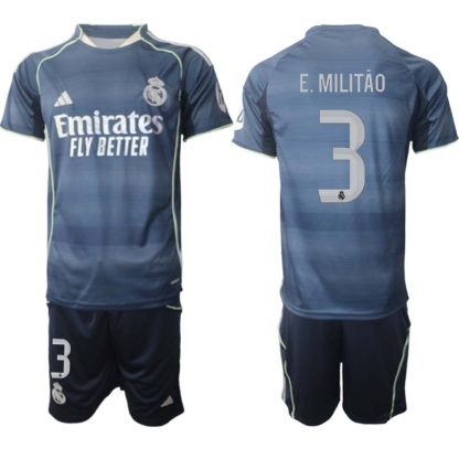Poceni Nogometni dresi kompleti Real Madrid Gostujoči 2025-26 Éder Militão 3
