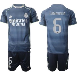 Poceni Nogometni dresi kompleti Real Madrid Gostujoči 2025-26 Eduardo Camavinga 6