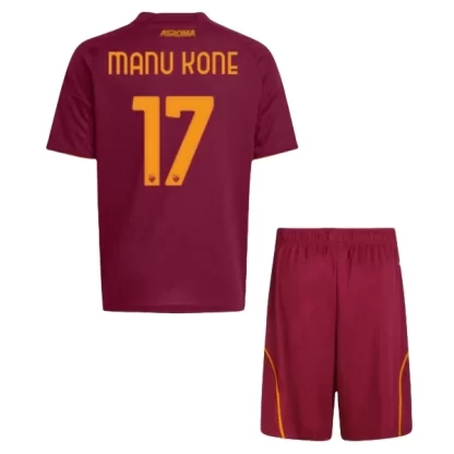 Poceni Otroški Nogometni dresi AS Roma Domači 2025-26 tisk Manu Kone 17