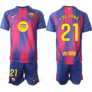 Moške Nogometnih dresov kompleti Frenkie de Jong #21 FC Barcelona Domači 2025-26