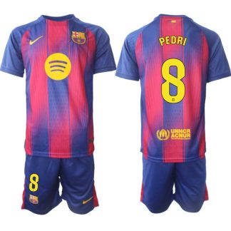 Moške Nogometnih dresov kompleti Pedri Gonzalez #8 FC Barcelona Domači 2025-26