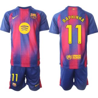 Moški Nogometni dresi komplet FC Barcelona Domači 2025-26 Raphinha Belloli 11