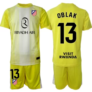 Novo Otroški nogometni dresi Atletico Madrid Jan Oblak 13 Vratar 2025-26 rumena