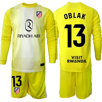 Otroški dresi za nogomet komplet Atletico Madrid Vratar 2025-26 rumena Jan Oblak 13