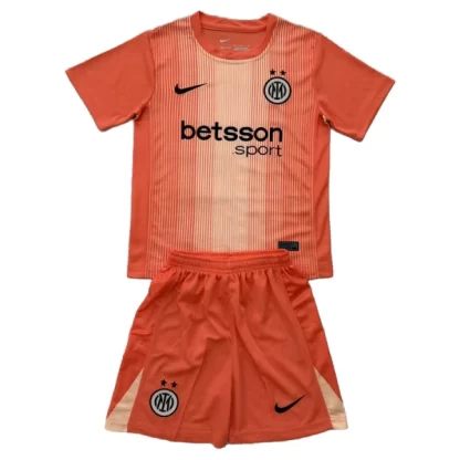 Otroški Nogometni dres Komplet Inter Milan Vratar 2025-26 Oranžna