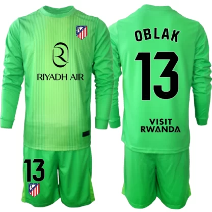 Otroški nogometni dresi komplet Atletico Madrid Jan Oblak 13 Vratar 2025-26 zelena