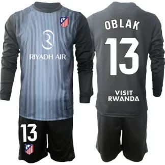Otroški nogometni dresi komplet črna Atletico Madrid Vratar 2025-26 Jan Oblak 13