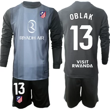 Otroški nogometni dresi komplet črna Atletico Madrid Vratar 2025-26 Jan Oblak 13