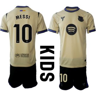 Otroški Nogometni dresi komplet FC Barcelona Lionel Messi #10 Gostujoči 2025-26