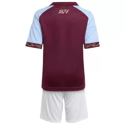 Otroški nogometni dresi Kompleti Aston Villa Domači 2025-26 rdeča bela-1