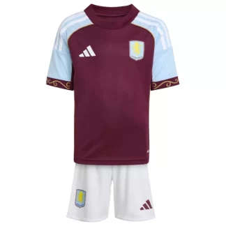 Otroški nogometni dresi Kompleti Aston Villa Domači 2025-26 rdeča bela