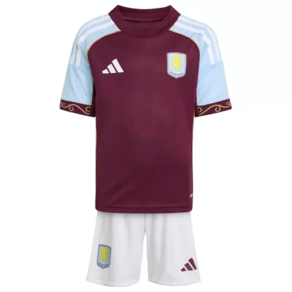 Otroški nogometni dresi Kompleti Aston Villa Domači 2025-26 rdeča bela
