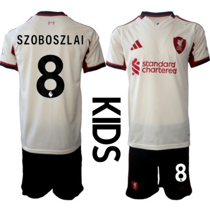 Otroški nogometni dresi kompleti Liverpool Dominik Szoboszlai #8 Gostujoči 2025-26