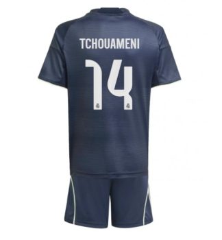 Nogometni dresi za otroke kompleti Real Madrid Aurelien Tchouameni #14 Gostujoči 2025-26