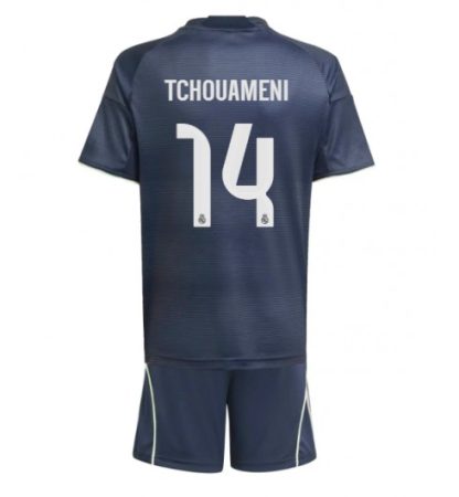 Nogometni dresi za otroke kompleti Real Madrid Aurelien Tchouameni #14 Gostujoči 2025-26