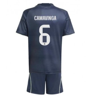 Nogometni dresi za otroke kompleti Real Madrid Eduardo Camavinga #6 Gostujoči 2025-26