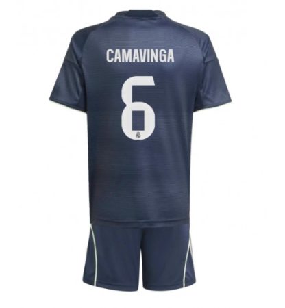 Nogometni dresi za otroke kompleti Real Madrid Eduardo Camavinga #6 Gostujoči 2025-26