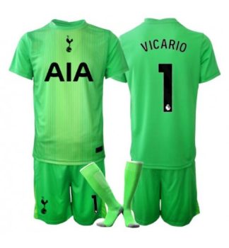 Otroški dresi komplet Guglielmo Vicario #1 Tottenham Hotspur Vratar Domači 2025-26 zelena