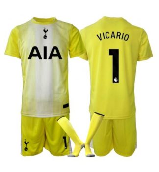 Otroški dresi komplet Guglielmo Vicario #1 Tottenham Hotspur Vratar Tretji 2025-26 rumena