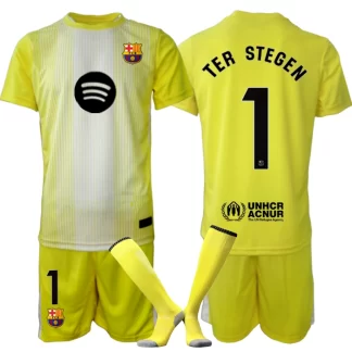 Otroški Nogometni Dres FC Barcelona Vratar rumena 2025-26 André ter Stegen 1