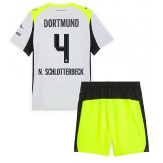 Otroški nogometni dresi BVB Nico Schlotterbeck #4 Borussia Dortmund Gostujoči 2025-26