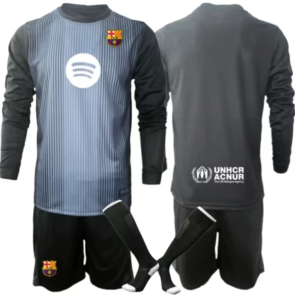 Otroški nogometni dresi FC Barcelona Vratar črna 2025-26 Dolgi Rokav + Kratke hlače