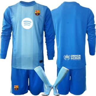 Otroški nogometni dresi FC Barcelona Vratar modra 2025-26 Dolgi Rokav + Kratke hlače