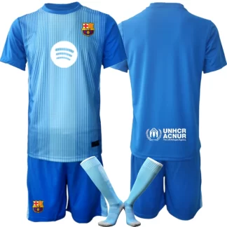 Otroški nogometni dresi kompleti FC Barcelona Vratar modra 2025-26