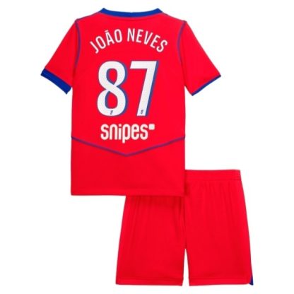Otroški Nogometni dresi Paris Saint-Germain João Neves 87 PSG Tretji 2025-26
