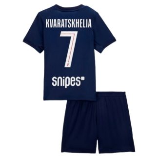 Otroški Nogometni dresi Paris Saint-Germain Khvicha Kvaratskhelia 7 PSG Domači 2025-26