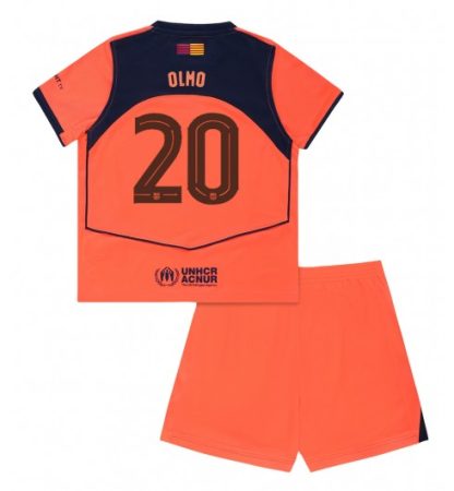 Poceni Otroški dresi kompleti Dani Olmo #20 FC Barcelona Tretji 2025-26 oranžna