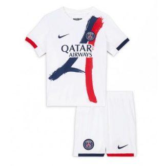 Poceni Otroški dresi kompleti Paris Saint-Germain PSG Gostujoči 2025-26 bela
