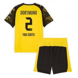 Poceni Otroški Nogometni Dresi BVB Yan Couto #2 Borussia Dortmund Domači 2025-26