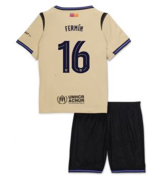 Poceni Otroški nogometni dresi Fermin Lopez #16 FC Barcelona Gostujoči 2025-26