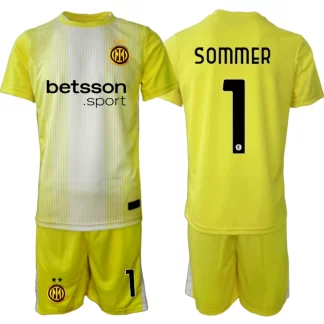 Poceni Otroški nogometni dresi Komplet Yann Sommer 1 Inter Milan Vratar 2025-26 rumena
