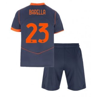 Poceni Otroški nogometni dresi kompleti Nicolo Barella #23 Inter Milan Tretji 2025-26