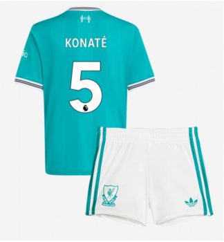 Poceni Otroški nogometni dresi Liverpool Ibrahima Konate 5 Tretji 2025-26