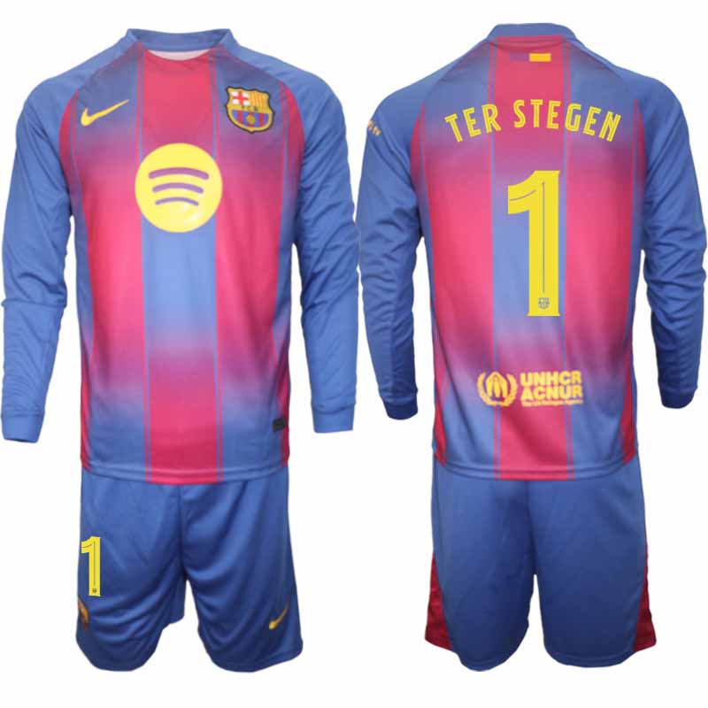 Moški Nogometni dresi Marc-André ter Stegen #1 Barcelona Domači 2025-26 UEFA Champions League