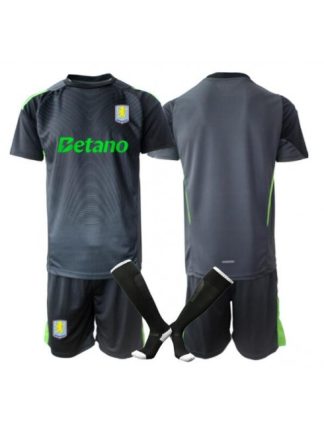 Otroški nogometni dresi Kompleti Aston Villa Vratar Domači 2025-26 črna