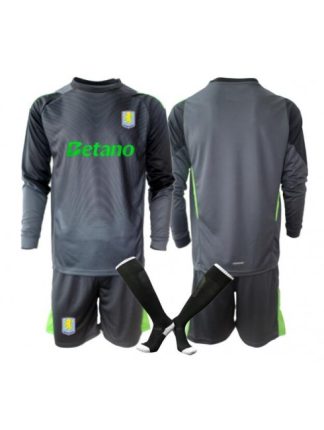 Otroški nogometni dresi Kompleti Aston Villa Vratar Domači 2025-26 Dolgi rokav