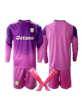 Otroški nogometni dresi Kompleti Aston Villa Vratar Tretji 2025-26 Dolgi rokav